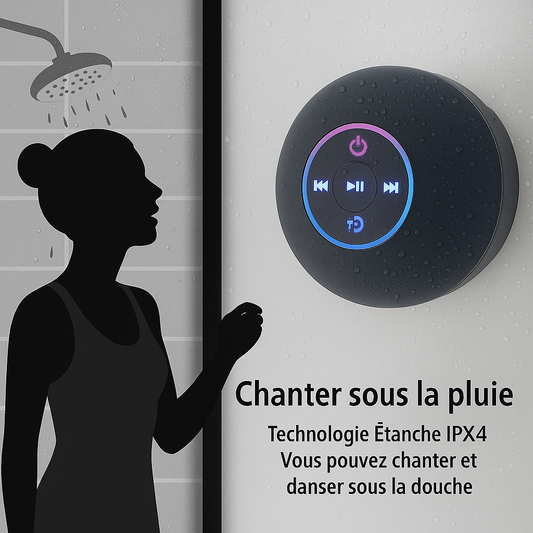 Enceinte Bluetooth Étanche IPX4 avec LED et Ventouse – Portable et Sans Fil